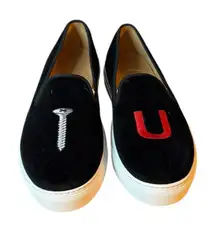 Stubbs & Wootton Black Velour Screw U College Sneakers