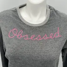 Sundry size 1 gray and pink Obsessed long sleeve split back sweatshirt