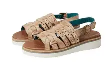 NEW Beds Stu ROAN Crest Sandals Wedge Distressed Leather Pecan Womens Size 8.5