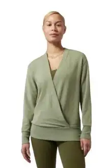 Athleta Parana V Neck Wrap Sweatshirt Cardigan/ Eucalyptus Olive Oversized Nwot