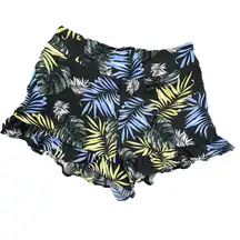 Sadie & Sage Palm Leave Aloha Ruffled Hem Lined‎ Pull On Shorts Size Medium