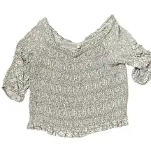 Ann‎ Taylor LOFT Beach Top Size 26 Green Pink White Geometric Pattern Stretch