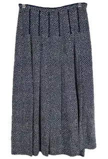 Pendleton‎ Size 8P Skirt Midi Silk Blue White Polka Dot Lined Side Zip 1487