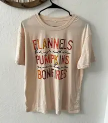 Flannels Hayrides Pumpkins Sweaters Bonfires Peach T Shirt XL