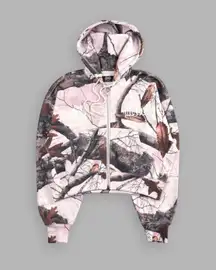 OUR PASSION SAGE CROPPED ZIP HOODIE IN BROWN/LIGHT MAUVE BNWT SMALL