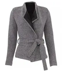 IRO Awa Wool Blend Jacket Size 38 Belted Designer Classic Paris Quiet Luxury