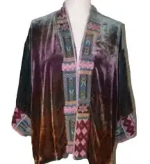 Johnny Was  embroidered Ombre Cheetah velvet kimono/jacket NWT