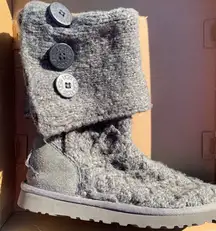 Ugg w lattice cardi charcoal gray size 6