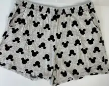 Disney Mickey Mouse Pajama Shorts Women's Extra Large Gray Black Loungewear