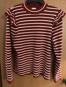 Grace + Karma Striped Knit Top with Ruffle Details On Shoulders Size Large NWOT