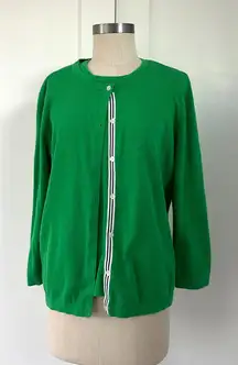 Vintage Evan Picone Women's Green Crew Neck Cardigan Sweater Set 90s Size Medium