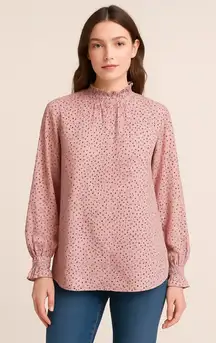 Halogen Pink Polka Dot Tunic Blouse Women’s 1 | Soft Lightweight Boho Chic Retro