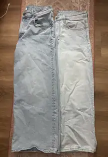 H&M Blue and White Straight Leg Jeans