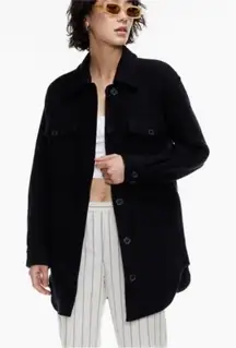 NEW Wilfred Free Ganna Shirt Jacket Womens XS Black Merino Wool Shacket Coat