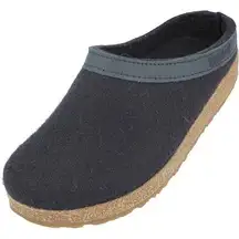 Haflinger Black Leather Trim Grizzly Slippers Women’s Size 40