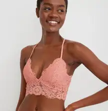 NWT Aerie Coral Bluegrass Lace Padded Racerback Bralette - Size: Small