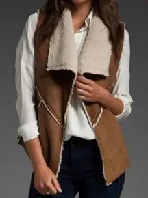 Sanctuary Faux Suede Sherpa Open Front Vest Women’s Medium