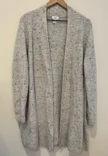 Old Navy Women's Gray Waffle Stitch Open-Front Sweater Size XL