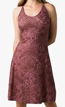 prAna Opal Dress Racerback Performance Jersey Knit Vino Tiles Size Medium