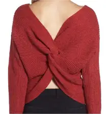 ASTR the Label Twist Back Sweater Women Large Red Knit Cozy Casual Christmas