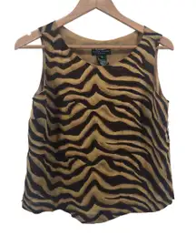 Lauren Ralph Lauren Petite Silk Zebra Print Sleeveless Top Size 8P