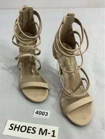 Womans Dream Pairs Sandals 7 Nude Back Zip Strappy Open Toe Stilettos