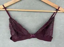 For Love & Lemons Women's S/XS Burgundy Lace Bralette Adjustable Straps