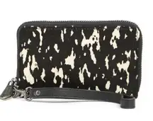 Aimee Kestenberg Haircalf Wristlet Zip Around Wallet NWT Black and White Dixon