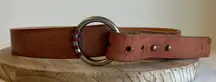 Brown Genuine Bonded Leather Wrap Round Silver Loop Stud Belt Size XL