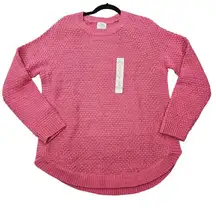 St. John's Bay Womens Size L Pink Knit Sweater Metallic NEW Casual Barbie