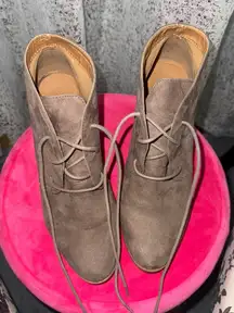 Tan‎ Lace Up Boots with Suede Finish