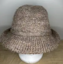 ARIS Knit Hat Cloche Bucket Brown Ribbed Fisherman Cottagecore Boho Vintage