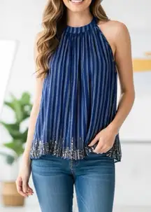 RANNA GILL ANTHROPOLOGIE sequin embellished halter top