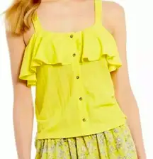 Gianni Bini Yellow Ruffled Sleeveless Tank Top