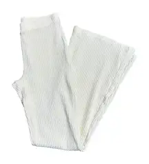 AERIE Groove On Medium Ribbed Corduroy Flare Pull On Velour Pants NEW in Cream