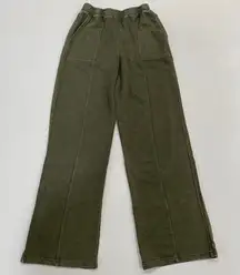 Rae Mode Olive Wide Leg Sweatpants Women’s Size M Cotton Blend Lounge Pants