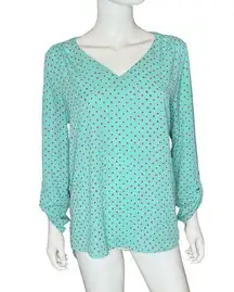 Alice Blue Polka Dot V-Neck Top Women’s Sz M