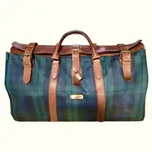Green Navy Black Watch Plaid Boston Weekend Travel Duffle Bag 52cm