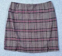Love On a Hanger Plaid Flannel Academia Mini Skirt Junior's 5 Tan Brown Slit