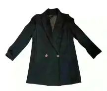 Jules Miller Black Oversize Wool Vintage 1980's Coat, Big Shoulders, S/M.