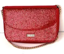 Jimmy Choo Parfume‎ Red Glitter Good Chain Clutch Shoulder Handbag COA