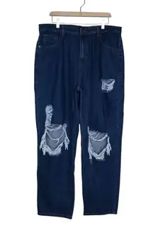 Pretty Little Thing Women's 90's Open Knee Baggy Boyfriend Jean (Run Large)