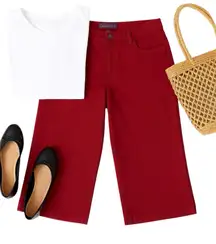 Gloria Vanderbilt Amanda Women’s Red Cropped Cotton Twill Pants Size 14 in EUC