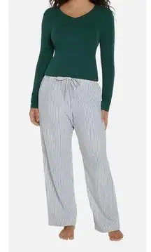 Gap Ladies Flannel Sea Moss Stripe Pajama Set Medium NEW in Package