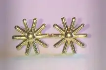 Vintage Gold Tone Dainty Flower Star Boho Pierced Earrings