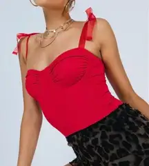 Princess Polly Red Bow Strap Bodysuit