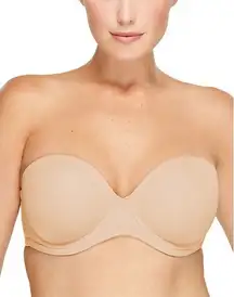 Wacoal 854119‎ Red Carpet Strapless Full Busted Underwire Bra Size 36DD Sand NEW