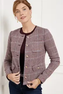 TALBOTS Shetland Crop Jacket Petite Plus Size 20WP Autumn Plaid Classic Preppy