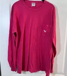 Victoria Secret Pink Long Sleeve T-Shirt Dark Coral Pink Size Small