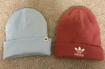 Dusty Rose Adidas and Light Blue AE beanies